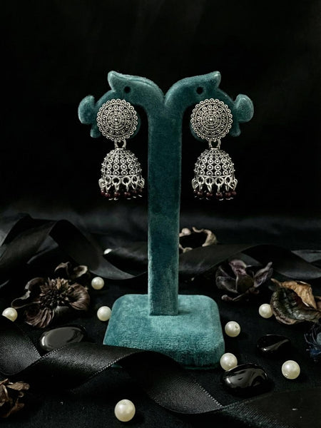 KalaSaanjh Silver Jhumkas | Silver Oxidised Earrings – PL88123119