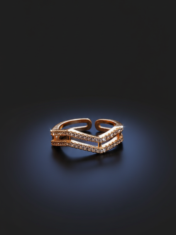 Luxe Layered Ring |  Gold-Plated Brass Adjustable Ring  – SCB8812379