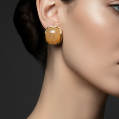 Marble Gloss Gold Studs |  Gold-Plated Stainless Steel – KZ8812340