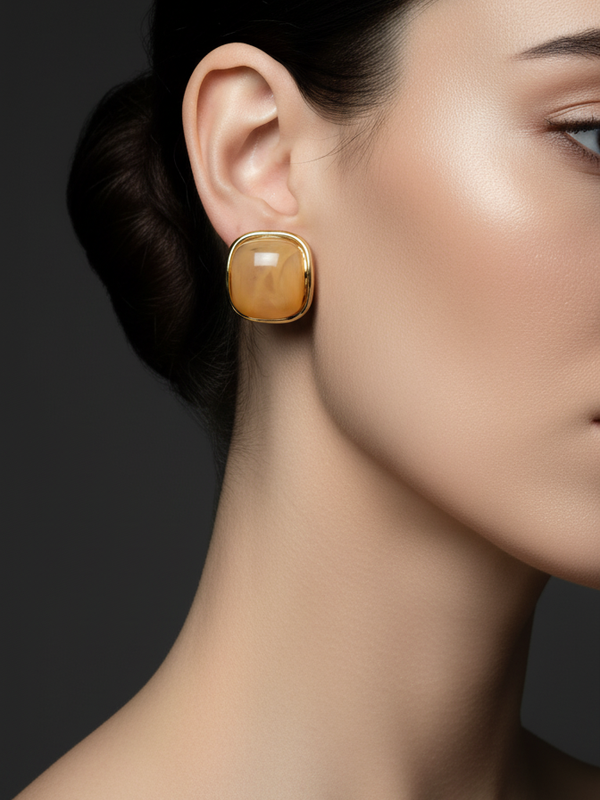 Marble Gloss Gold Studs |  Gold-Plated Stainless Steel – KZ8812340