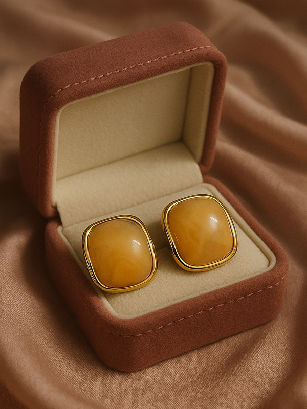 Marble Gloss Gold Studs |  Gold-Plated Stainless Steel – KZ8812340