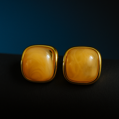 Marble Gloss Gold Studs |  Gold-Plated Stainless Steel – KZ8812340