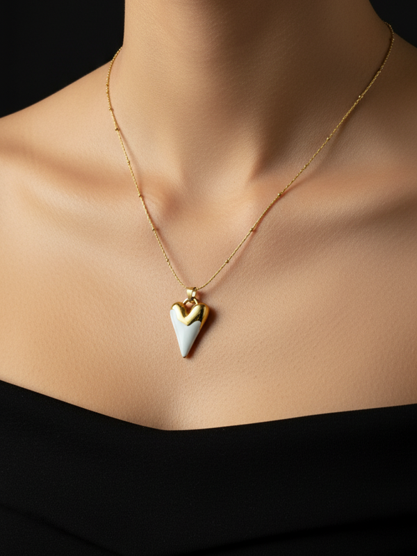 Milk & Gold Heart Necklace | Gold-Plated Stainless Steel – KZ8812356