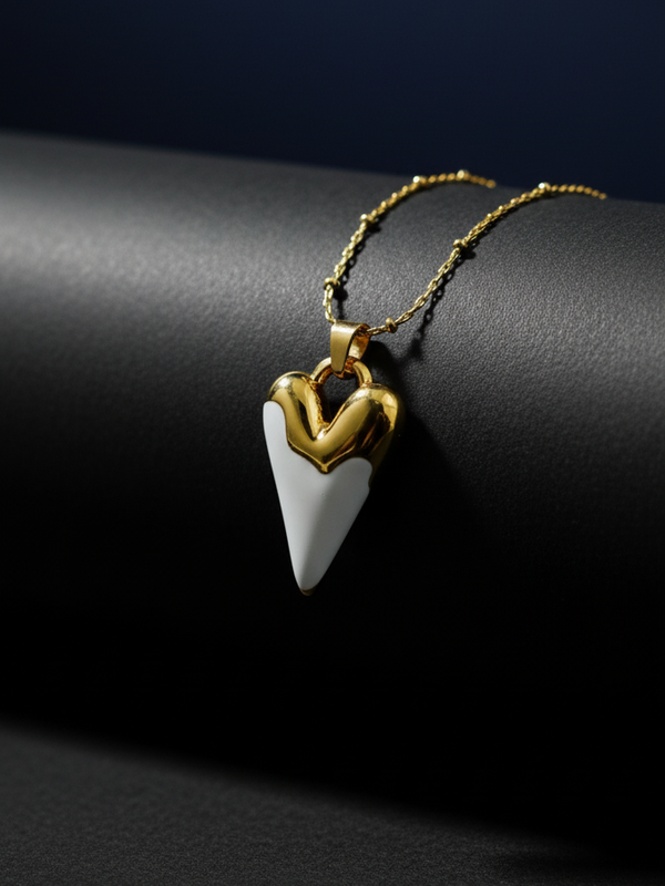 Milk & Gold Heart Necklace | Gold-Plated Stainless Steel – KZ8812356