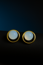 Moonstone Halo Studs | Gold-Plated Stainless Steel – KZ8812343