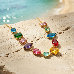 Multi Colour Glow Charm Necklace | Gold-Plated Stainless Steel – KZ88123150