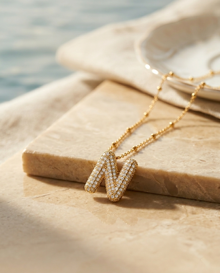 N Pendant | Gold-Plated Stainless Steel – KZ88123138