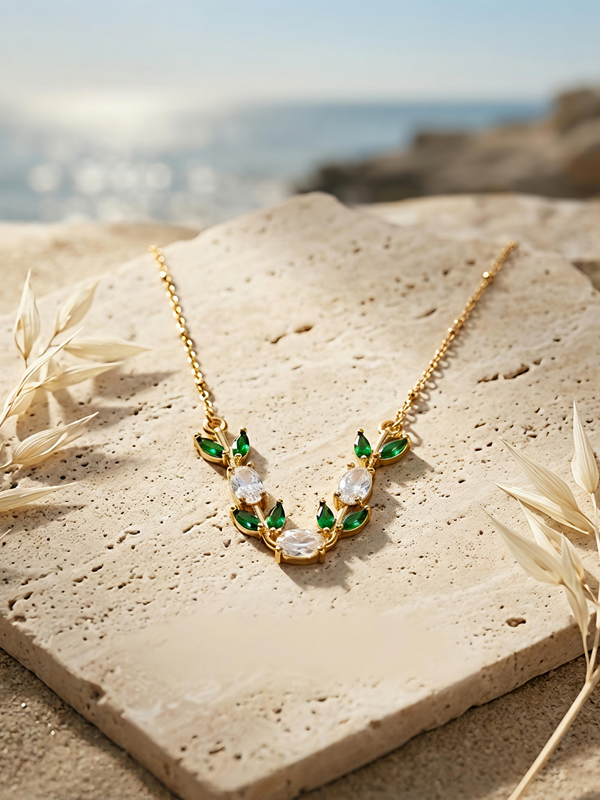 Nature Spark Gem Necklace | Gold-Plated Stainless Steel – KZ88123143