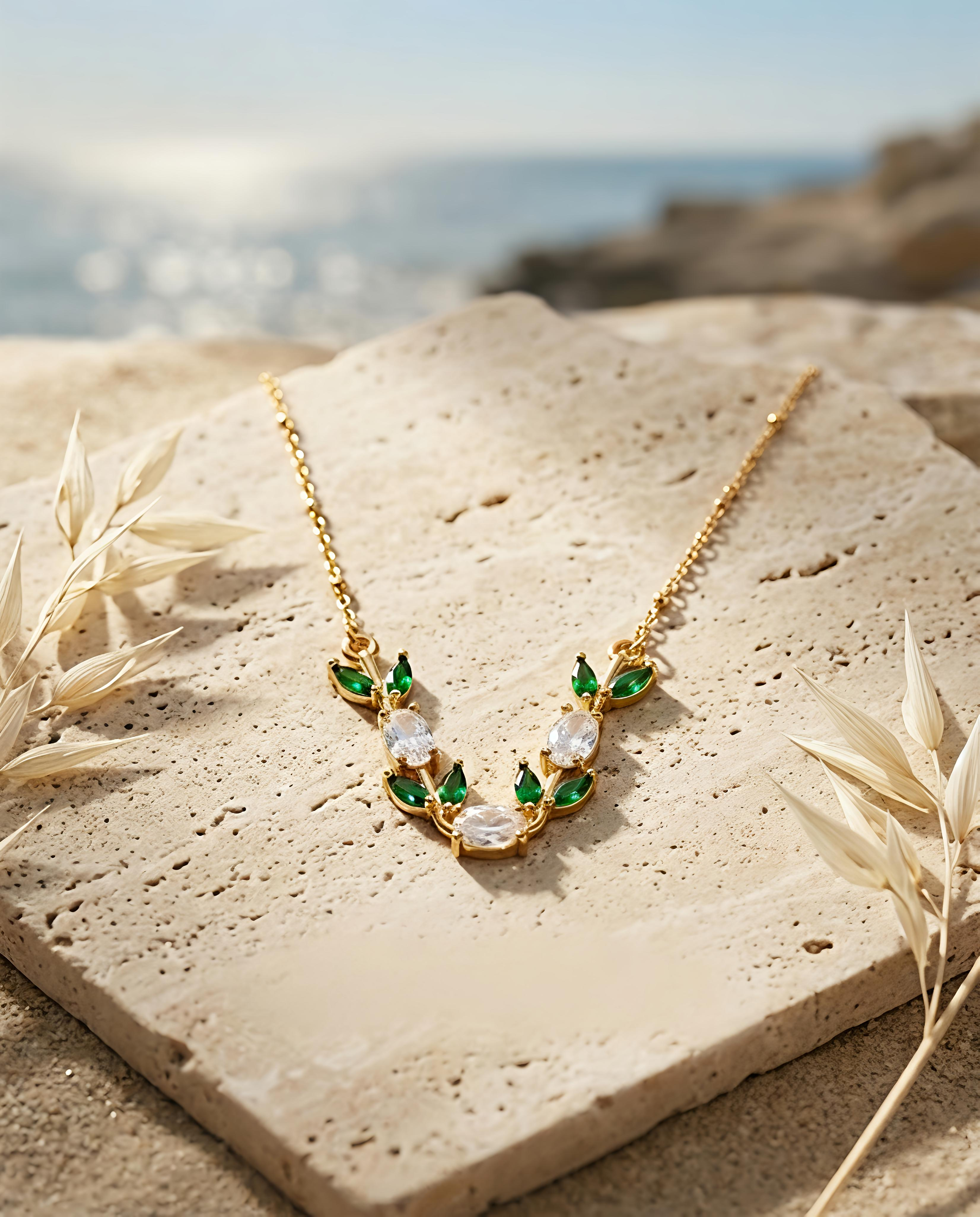 Nature Spark Gem Necklace | Gold-Plated Stainless Steel – KZ88123143