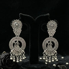 Nritya Kala Statement Earrings | Silver Oxidised Earrings – PL88123112