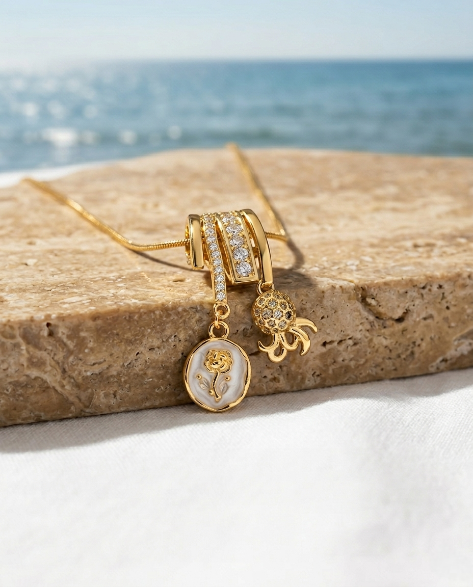 Ocean Bloom Pendant | Gold-Plated Stainless Steel – KZ88123152