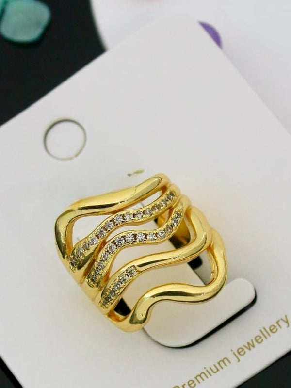 Ocean Wave Ring | Adjustable Gold-Plated Stainless Steel–KZ88123101