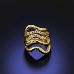 Ocean Wave Ring | Adjustable Gold-Plated Stainless Steel–KZ88123101