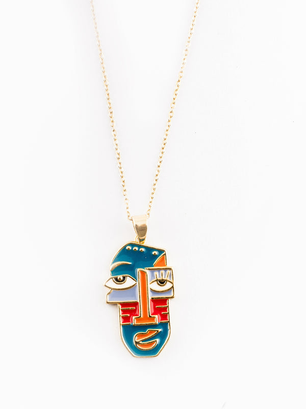 Picasso Style Face Art Necklace | Gold-Plated Stainless Steel– KZ8812328