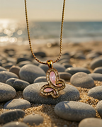 Pink Flutter Butterfly Necklace | Gold-Plated Stainless Steel – KZ88123140