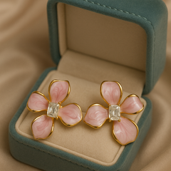 Pink Orchid Crystal Studs | Gold-Plated Stainless Steel– KZ8812344