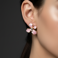 Pink Orchid Crystal Studs | Gold-Plated Stainless Steel– KZ8812344
