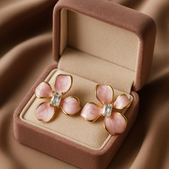 Pink Orchid Crystal Studs | Gold-Plated Stainless Steel– KZ8812344