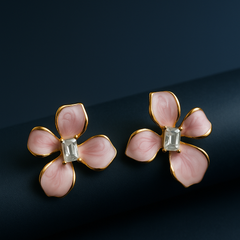 Pink Orchid Crystal Studs | Gold-Plated Stainless Steel– KZ8812344