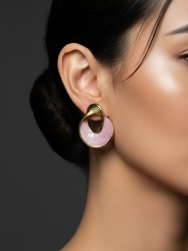 Pink PearlTwist Hoops | Gold-Plated Stainless Steel– KZ8812345
