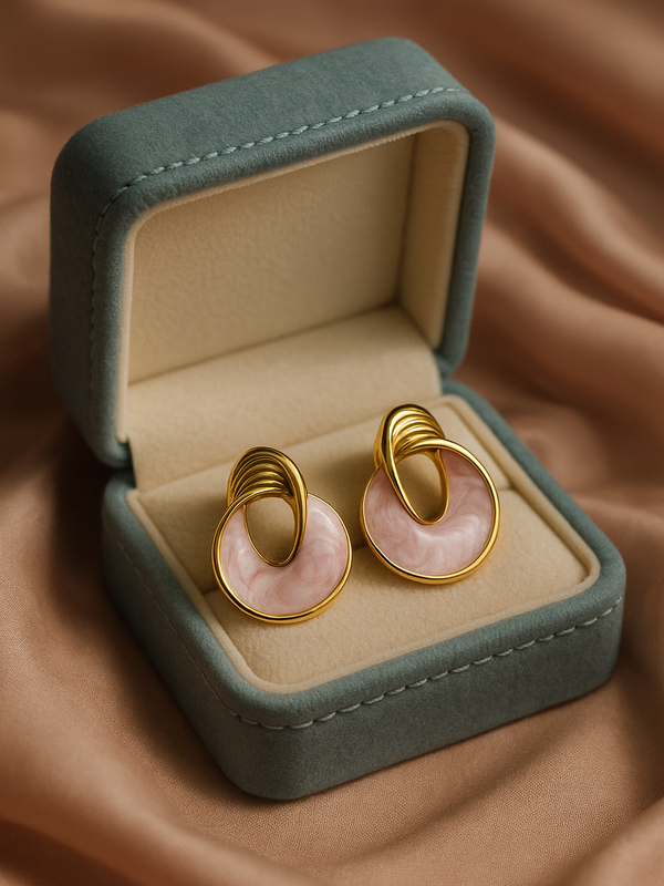 Pink PearlTwist Hoops | Gold-Plated Stainless Steel– KZ8812345