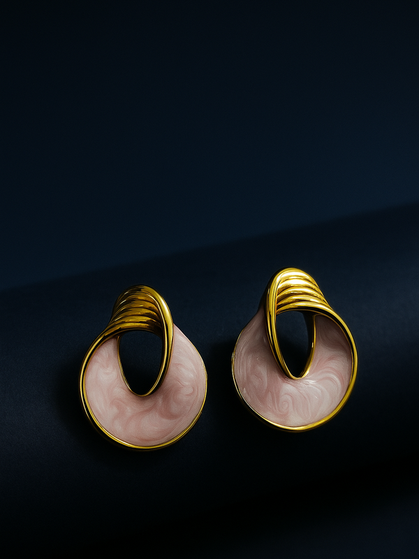 Pink PearlTwist Hoops | Gold-Plated Stainless Steel– KZ8812345