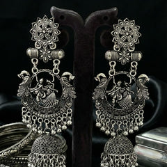 Raas Leela Naad Jhumkas | Silver Oxidised Earrings – JAY88123125