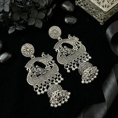 RasaJharokha Jhumkas | Silver Oxidised Earrings – JAY88123131