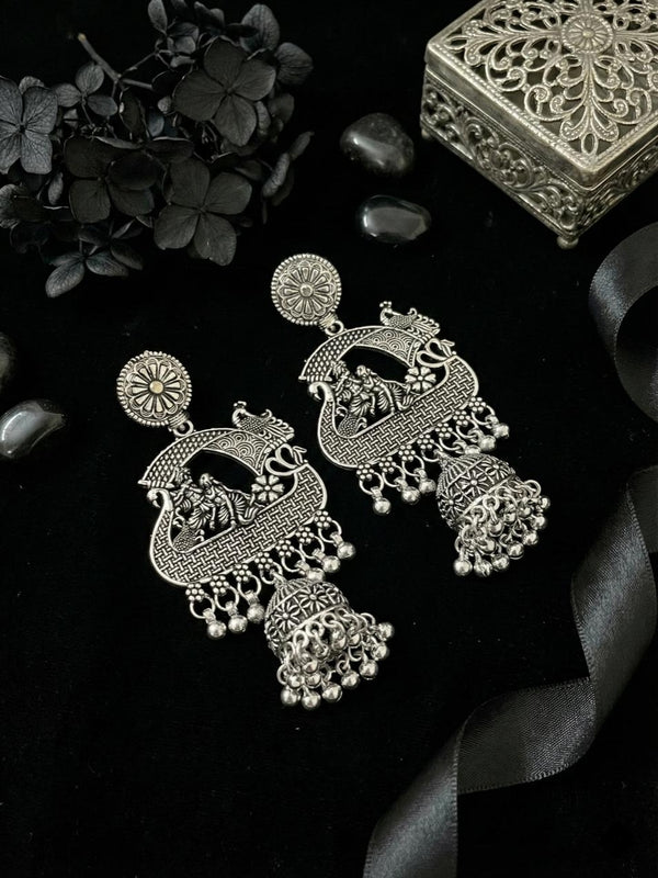 RasaJharokha Jhumkas | Silver Oxidised Earrings – JAY88123131