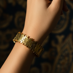 Royal Interlock Kada – | Stainless Steel Gold-Plated-KZ8812372