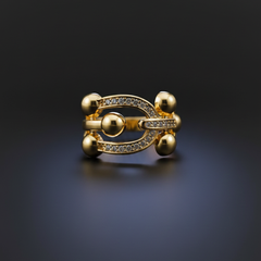 Royal Crest Ring | Adjustable Gold-Plated Stainless Steel–KZ8812394