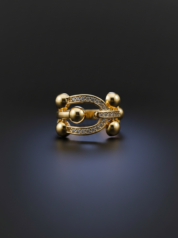 Royal Crest Ring | Adjustable Gold-Plated Stainless Steel–KZ8812394