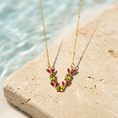 Ruby Leaf Vine Necklace | Gold-Plated Stainless Steel – KZ88123142