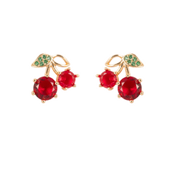 Scarlet Cherry Earrings | Gold-Plated Stainless Steel  – KZ8812315