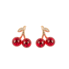 Scarlet Cherry Twin Earrings | Gold-Plated Stainless Steel – KZ8812319