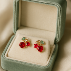 Scarlet Cherry Earrings | Gold-Plated Stainless Steel  – KZ8812315