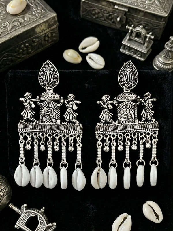 Shankha Yatra Earrings | Silver Oxidised Earrings – JAY88123121