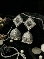 ShilpaPushpika Jhumkas | Silver Oxidised Earrings – JAY88123130