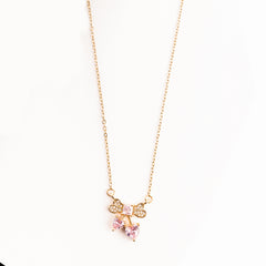Sparkle Bow With Heart Necklace | Gold-Plated Stainless Steel – KZ881