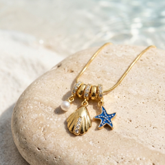 Starfish Pearl Charm Necklace | Gold-Plated Stainless Steel – KZ88123157