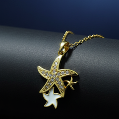 Starfish Sparkle Necklace | Gold-Plated Stainless Steel – KZ8812359