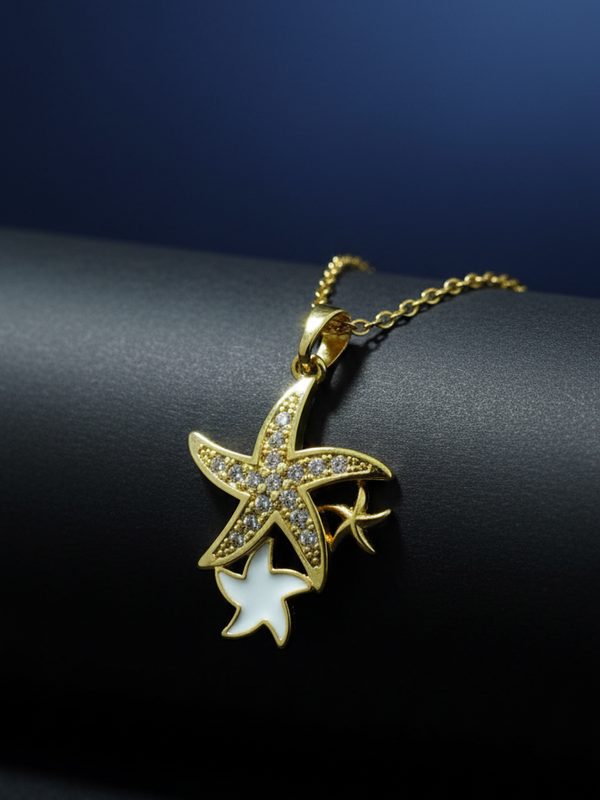 Starfish Sparkle Necklace | Gold-Plated Stainless Steel – KZ8812359