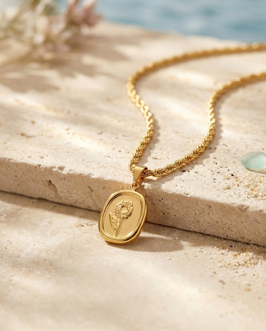 Sunflower Charm Pendant | Gold-Plated Stainless Steel – KZ88123153