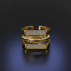 Trinity Grace Ring | Adjustable Gold-Plated Stainless Steel–KZ88123102