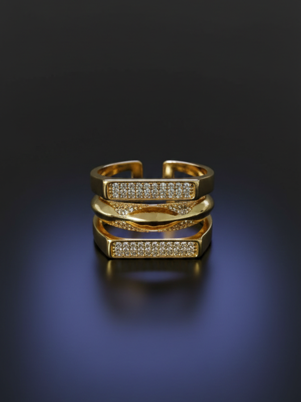 Trinity Grace Ring | Adjustable Gold-Plated Stainless Steel–KZ88123102