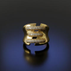 Triple Luxe Ring | Adjustable Gold-Plated Stainless Steel–KZ8812396
