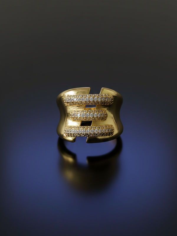 Triple Luxe Ring | Adjustable Gold-Plated Stainless Steel–KZ8812396