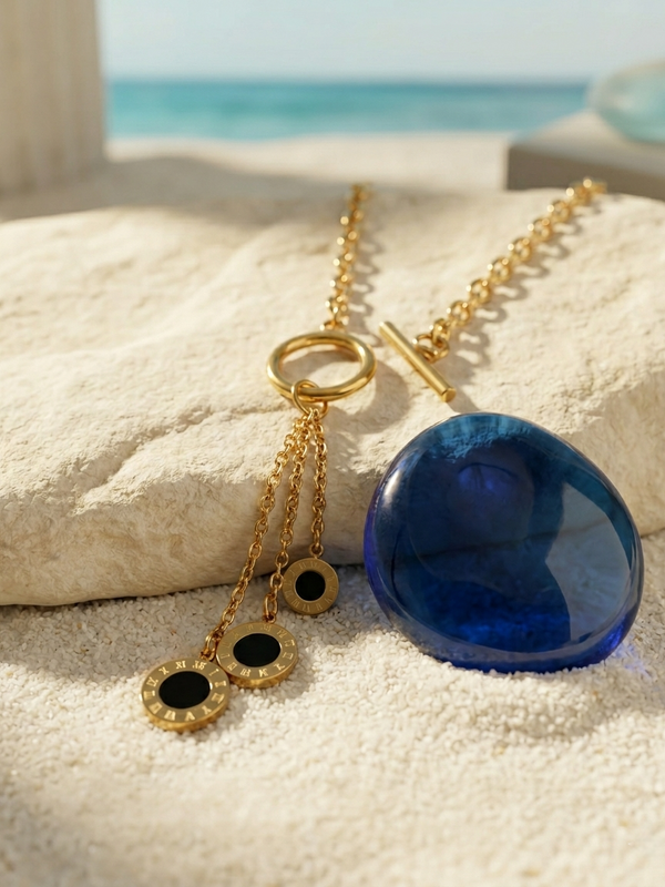 Triple Midnight Charm Necklace | Gold-Plated Stainless Steel – KZ88123154