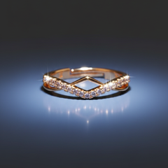 V-Cut Elegance Ring |  Gold-Plated Brass Adjustable Ring – SCB8812380