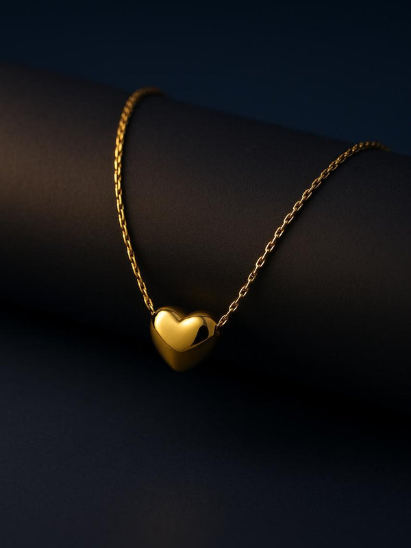 Minimal Heart Necklace | Gold-Plated Stainless Steel- KZ8812307
